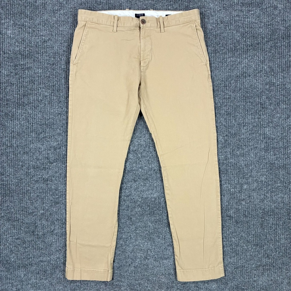 J.Crew Mens Chino Pants Size 33x30 Beige Slim Fit Flex Stretch Cotton Mid Rise
